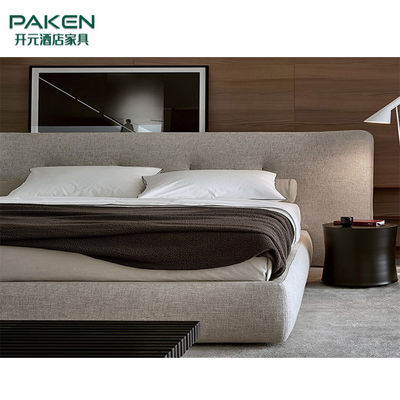 普及した設計簡潔な様式のベッド現代別荘の家具の寝室の家具をカスタマイズするため