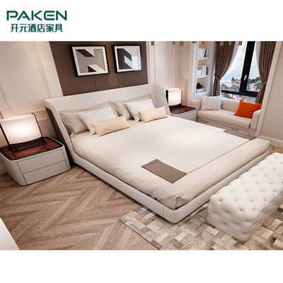 現代別荘の家具の寝室のFurniture&amp;アイボリー色の現代様式のベッドをカスタマイズしなさい