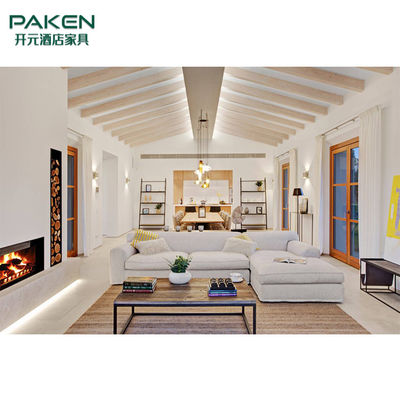 優雅なアイボリー色の簡潔な様式は現代別荘の家具の居間の家具をカスタマイズする