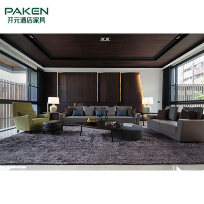 木製および大理石の現代別荘の居間の家具の暖かい様式